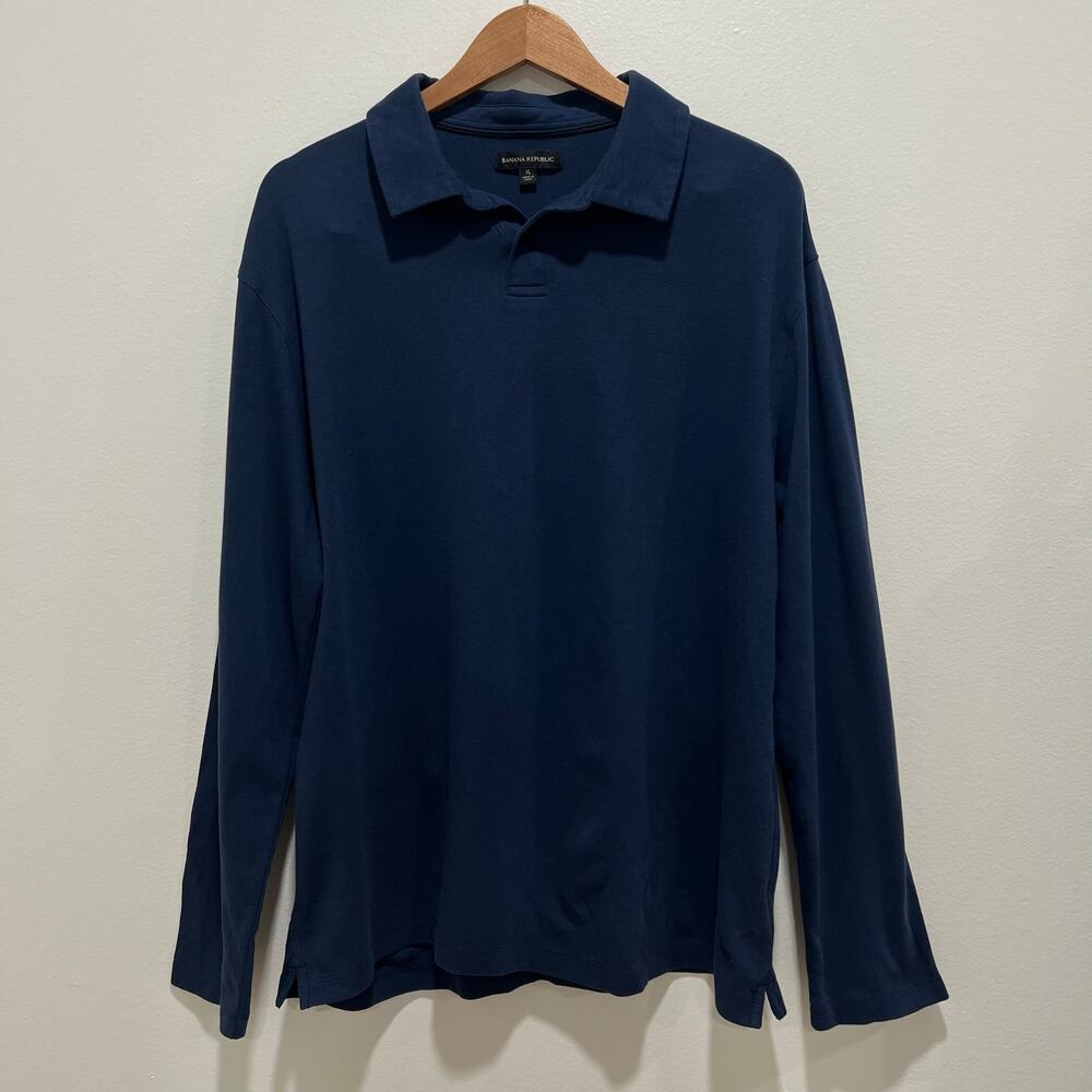 Banana Republic Men's Blue Long Sleeve Polo Shirt